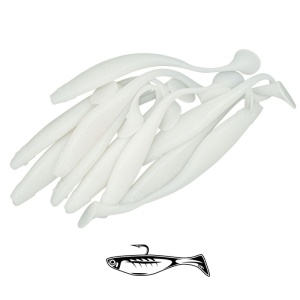 Shad suplu impregnat cu miros Fast Strike Huky Kuky 11.5cm 4.3g 10 bucati plic cu tavita rigida.