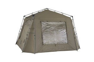 Shelter Mivardi Base Camp XL 300x300x190 cm – Spațiu imens, structură stabilă din aluminiu și ventilație superioară pentru confort maxim la pescuit.