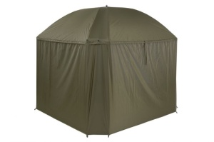 Umbrelă cu paravan Mivardi Session XL 220cm, ideală pentru protecție împotriva ploii, vântului și soarelui în sesiunile de pescuit.