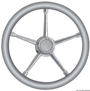 Volan premium pentru barcă Savoretti Armando de 350mm cu 5 spițe din inox – Echipament marin original de lux fabricat în Italia, coroană îmbrăcată în poliuretan de înaltă densitate cu butuc universal integrat - GRI