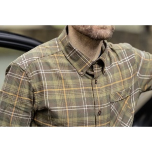 Cămașă de vânătoare din flanel de bumbac în carouri Blaser Julian Flannel Green Orange bărbați.