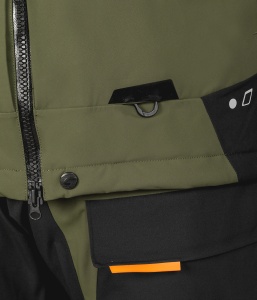 Costum tehnic de iarnă flotabil Graff FLOAT GUARD Fishing Set 215-O-B-7/1 Edition 4.0, în varianta de culori 7/1 cu inserții reflectorizante și design tactic, echipat cu membrană BRATEX de 10.000mm, spumă flotabilă FLOAT și fermoare etanșe YKK VISLON.