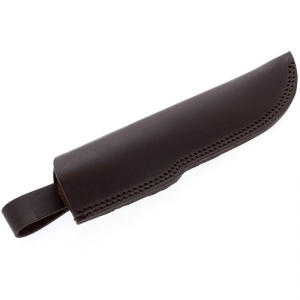 Cuțit bushcraft Helle Nordlys cu lamă din oțel 14C28N, mâner ergonomic din mesteacăn buclat și teacă tradițională din piele