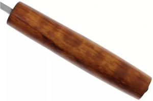Cuțit Helle Viking – Model istoric robust cu lamă de 110mm din oțel carbon triplu laminat, finisaj rustic și mâner din mesteacăn curly.