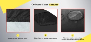 Husă tehnică ventilată Oceansouth pentru cap motor Mercury 40/50/60 CP – Prelată de protecție în mers mulată din pânză Atlas Marine rezistentă la UV, neagră, echipată cu interior fin din pâslă și sistem de blocare rapid, optimizată pentru generațiile 2008