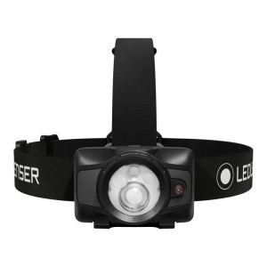 Lanternă frontală Ledlenser HF6R Black 900 lumeni cu senzori Adaptive Light Beam, carcasă din aluminiu și protecție IP67.