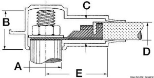Manșon Cauciuc Protecție Cabluri Osculati – Detaliu tehnic al cotelor dimensionale și vizualizarea materialului moale pentru izolarea terminațiilor de cabluri marine de până la 16mm.