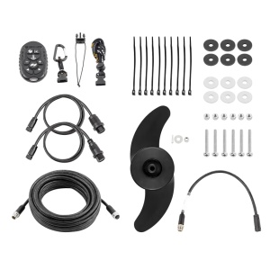 Motor electric de trolling pentru provă Minn Kota PowerDrive 70lb 24V cu lungimea axului de 137cm, echipat cu sistem de poziționare GPS advanced, funcție de ancorare digitală Spot-Lock, elice anti-vegetație și micro telecomandă wireless inclusă
