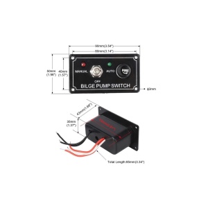 Panou electric 12V pompa santina automata EVAL SP2221AF cu comutator 3 pozitii, siguranta fuzibila si 2 LED-uri.