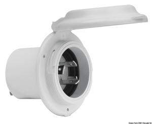 Priză Marină 230V/16A Marinco, Rotundă, Albă, IP56 Waterproof