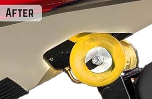 Protecție de provă din inox mică Gator Guards BowShield 15.2 x 16.5 cm, din inox 316 cu finisaj oglindă și adeziv poliuretanic, ideală pentru protejarea etravei împotriva ancorei și rolelor peridocului.