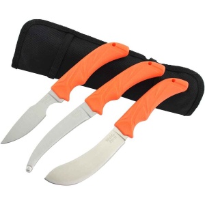 Set 3 Cuțite Frankonia Orange, Oțel 440A, Husă Cordura