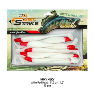 Shad suplu impregnat cu miros Fast Strike Huky Kuky 11.5cm 4.3g 10 bucati plic cu tavita rigida.