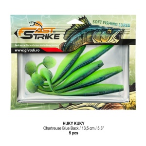 Shad soft Fast Strike Huky Kuky 13.5cm 5bucati plic blister rigid pentru salau si stiuca.