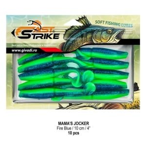 Shad Fast Strike Mama's Jocker 10cm cu corp segmentat și silicon impregnat cu aromă.