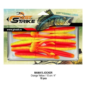 Shad Fast Strike Mama's Jocker 10cm cu corp segmentat și silicon impregnat cu aromă.