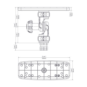 Suport Sonar Rotativ Reglabil Railblaza R-Lock R – Sistem articulat profesional pe 3 axe, ideal pentru ecrane de până la 1.5kg, dotat cu articulații blocabile R-Lock.