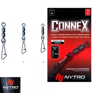 Vartej Dublu cu Agrafa Nytro Feeder Swivel+Hooked Snap 8buc/plic