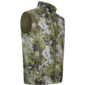 Vesta de vanatoare reversibila Blaser Endeavor Olive Camo, usoara si compacta, cu doua fete utilizabile pentru camuflaj adaptabil.
