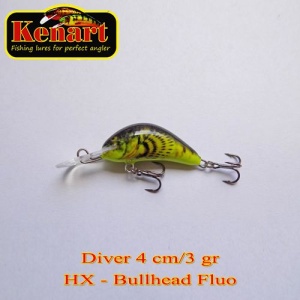 Vobler Kenart Diver 4cm 3g Floating Bullhead Fluo