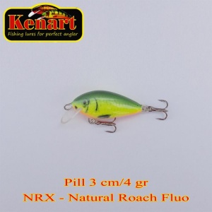 Vobler Kenart Pill 3cm 4g Sinking Natural Roach Fluo