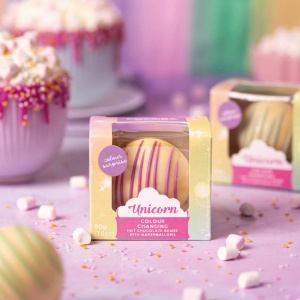 Unicorn Sfera de ciocolata alba cu bezele 50G - Img 2
