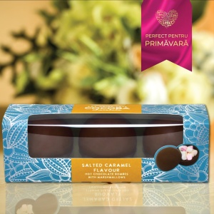 Set 3 sfere de ciocolata cu lapte si caramel sarat cu bezele 150G