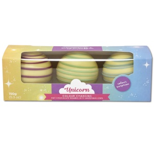 Unicorn Set 3 sfere de ciocolata alba cu bezele 150G - Img 3