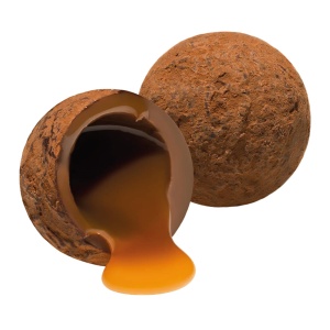 Trufe de ciocolata cu lapte si caramel sarat in cutie metalica 120G - Img 8