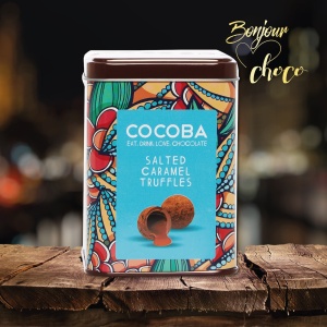 Trufe de ciocolata cu lapte si caramel sarat in cutie metalica 120G - Img 5