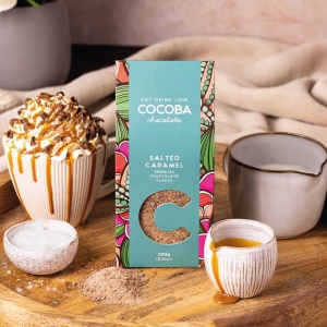 Fulgi de ciocolata belgiana cu lapte si caramel sarat 250G - Img 5