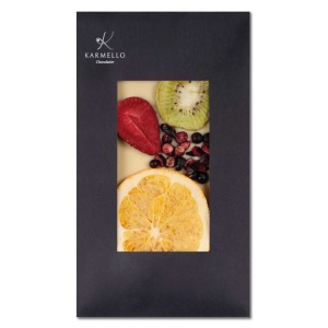 Frutella - Tableta ciocolata alba cu portocale, kiwi si capsuni 100G