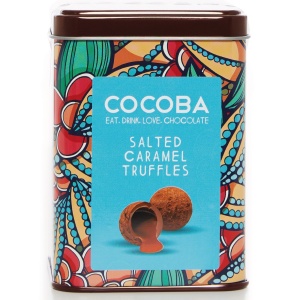 Trufe de ciocolata cu lapte si caramel sarat in cutie metalica 120G - Img 3