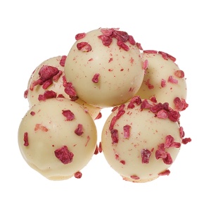Trufe de ciocolata alba cu zmeura si sampanie in cutie metalica 120G - Img 6