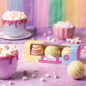 Unicorn Set 3 sfere de ciocolata alba cu bezele 150G - Img 2