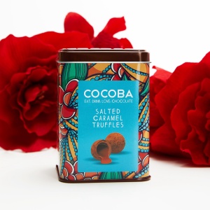 Trufe de ciocolata cu lapte si caramel sarat in cutie metalica 120G - Img 4