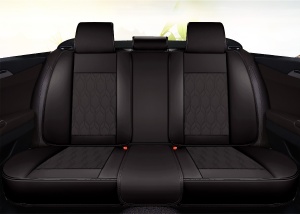 Huse auto premium 5 locuri Carguard Deluxe piele ecologică perforată - negru - rosu - Img 3