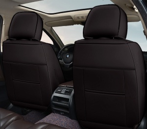Huse auto premium 5 locuri Carguard Deluxe piele ecologică perforată - negru - crem - Img 4