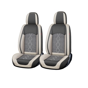 Huse auto premium 5 locuri Carguard Deluxe piele ecologică perforată și textil - gri deschis - gri inchis