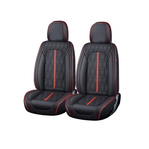 Huse auto premium 5 locuri Carguard Deluxe piele ecologică perforată - negru - rosu