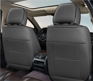 Huse auto premium 5 locuri Carguard Deluxe piele ecologică perforată și textil - negru - alb - Img 4