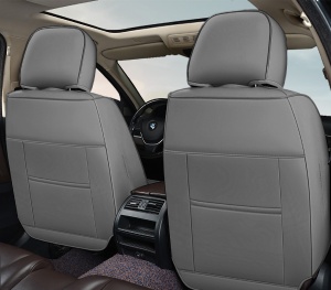 Huse auto premium 5 locuri Carguard Deluxe piele ecologică perforată - gri - negru - Img 4