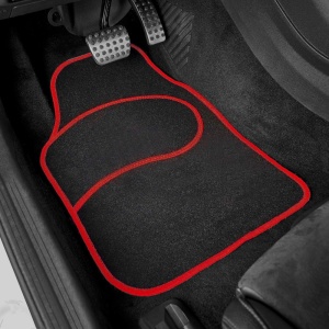 Set covorașe auto textile universale Carguard 64 x 44 cm | 44 x 29 cm - negru - roșu - Img 3