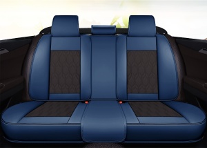 Huse auto premium 5 locuri Carguard Deluxe piele ecologică perforată - albastru inchis - negru - Img 3