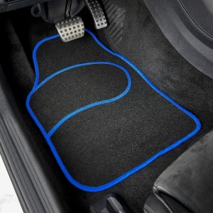 Set covorașe auto textile universale Carguard 64 x 44 cm | 44 x 29 cm - negru - albastru - Img 3