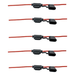 Set suport siguranță auto tip MIDI (19x13mm) etanșe Carguard - 5 buc – cablu 23 cm cupru 1 mm² – max 20A - Img 2