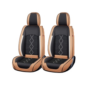 Huse auto premium 5 locuri Carguard Deluxe piele ecologică perforată și textil - maro caramel - Img 2