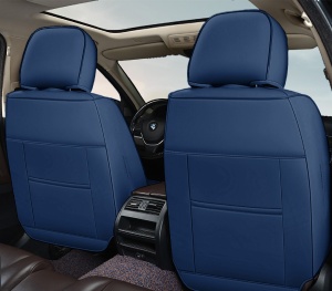 Huse auto premium 5 locuri Carguard Deluxe piele ecologică perforată - albastru inchis - negru - Img 4