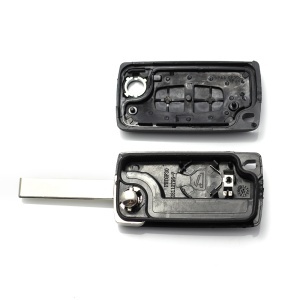 Citroen / Peugeot 407 - Carcasa tip cheie briceag cu 2 butoane, lama HU83-SH2 cu suport baterie - Img 2