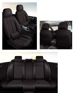 Huse auto premium 5 locuri Carguard Deluxe piele ecologică perforată - negru - Img 2